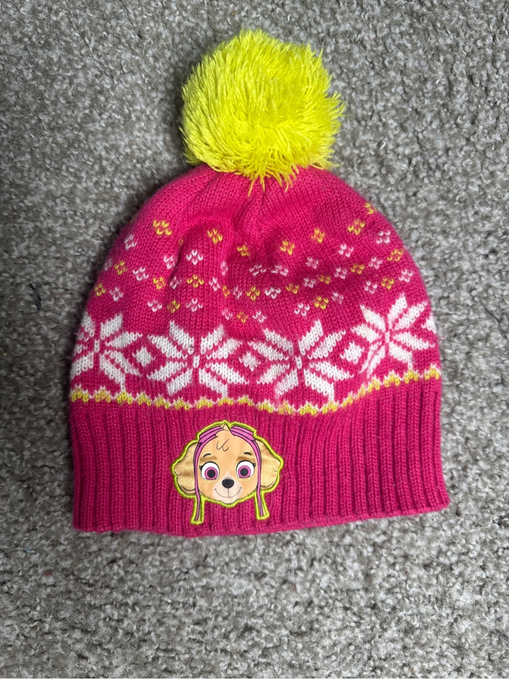 Nickelodeon Pink Beanie with Yellow Pom and Character Patch